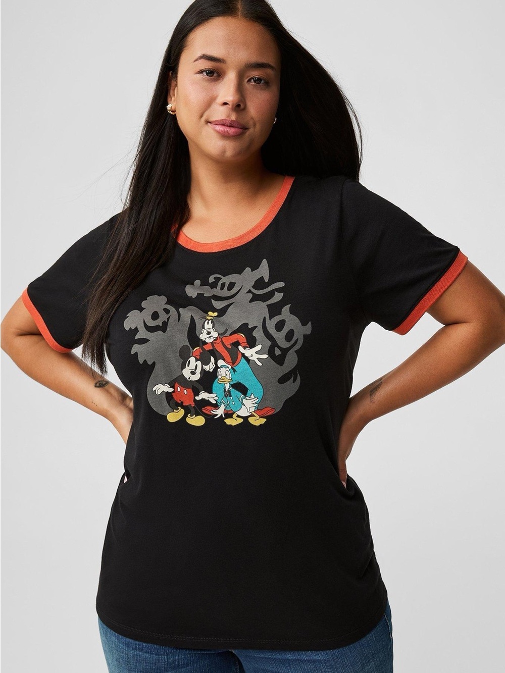 NEW Torrid Disney Mickey & Friends Ghosts Halloween Ringer Tee T-Shirt Size 3X